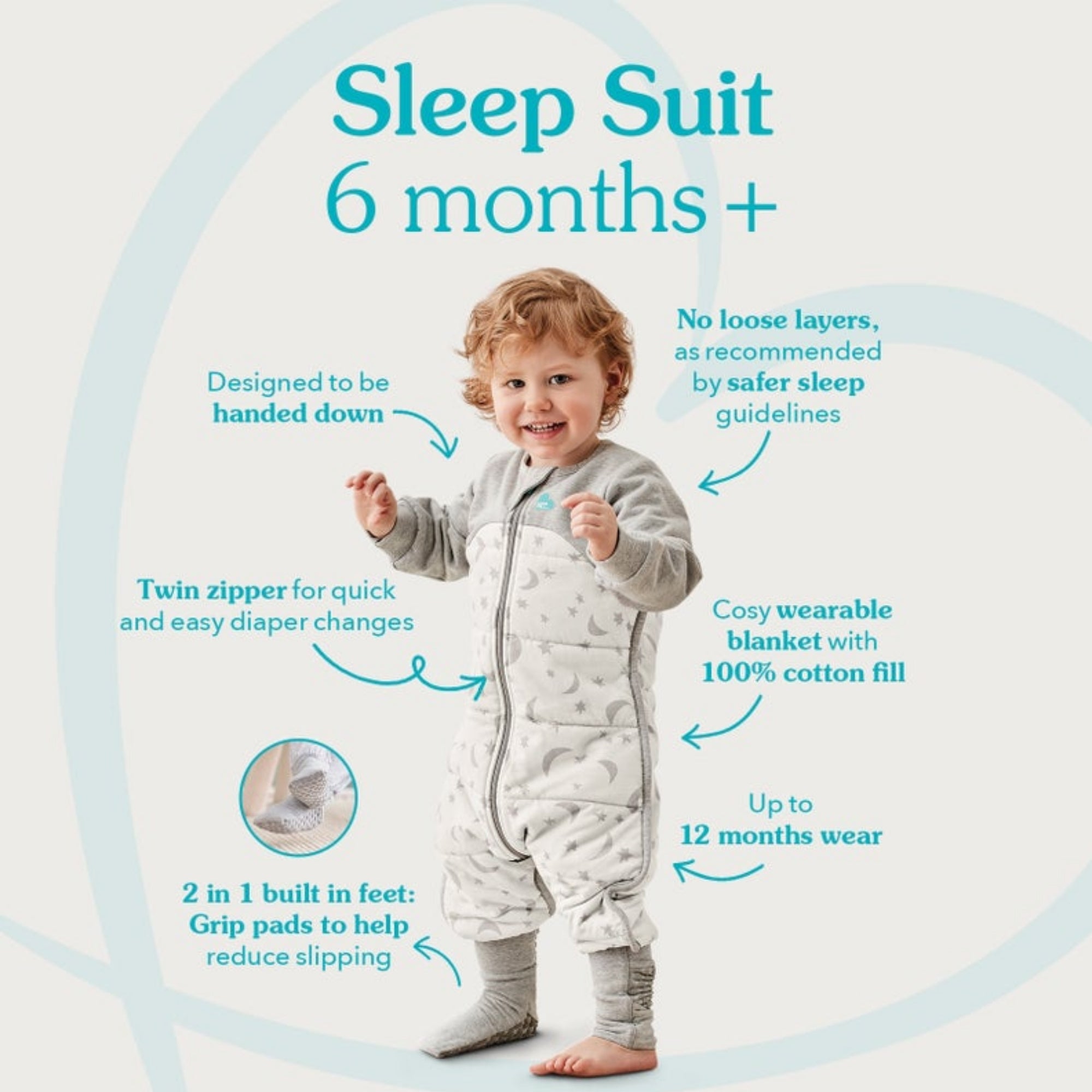 Love to Dream sleep suit svefngalli er eins og náttgalli en með fyllingu eins og svefnpoki