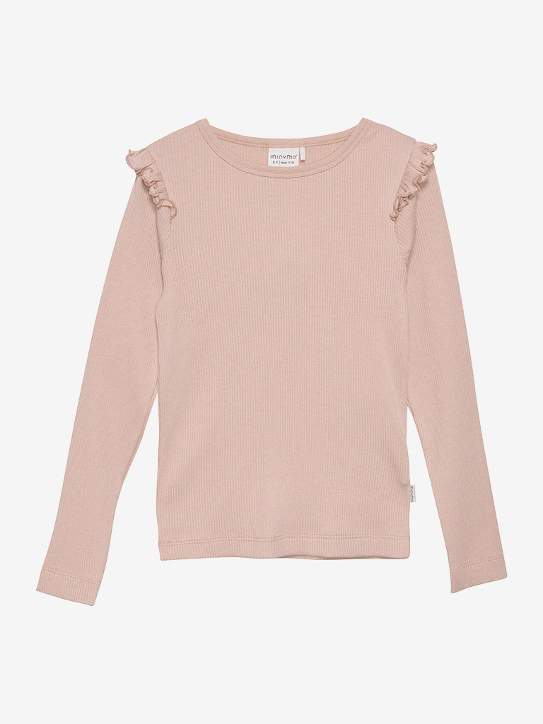 Rib síðerma bolur - Misty Rose