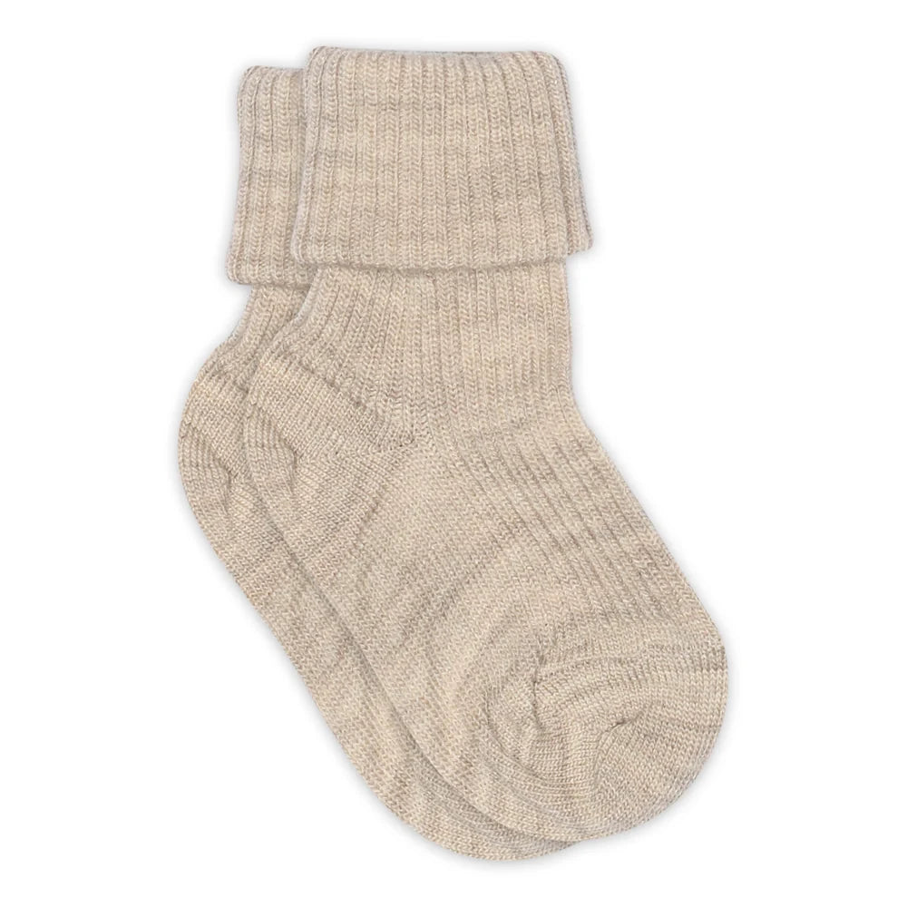 beige rib ullar sokkar á börn