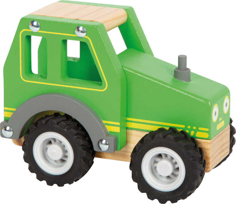 viðarleikfang, grænn traktor