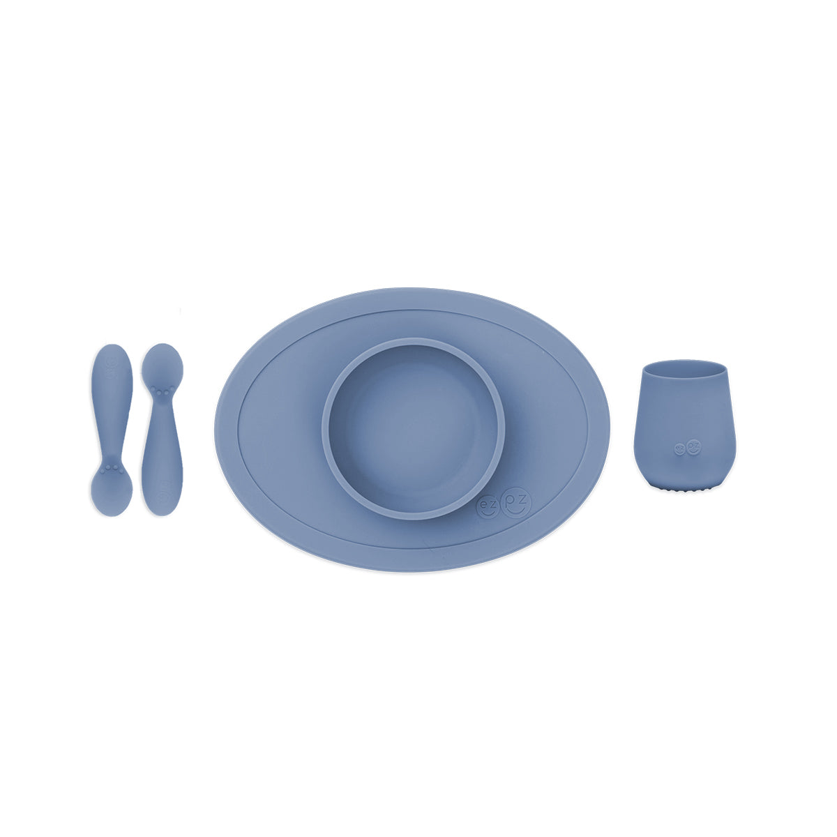 ezpz first foods set, indigo. Matarstell fyrir börn. Skál, glas og skeiðar. 