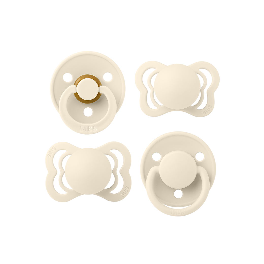 Bibs try it box, 4 mismunandi snuð i litnum ivory