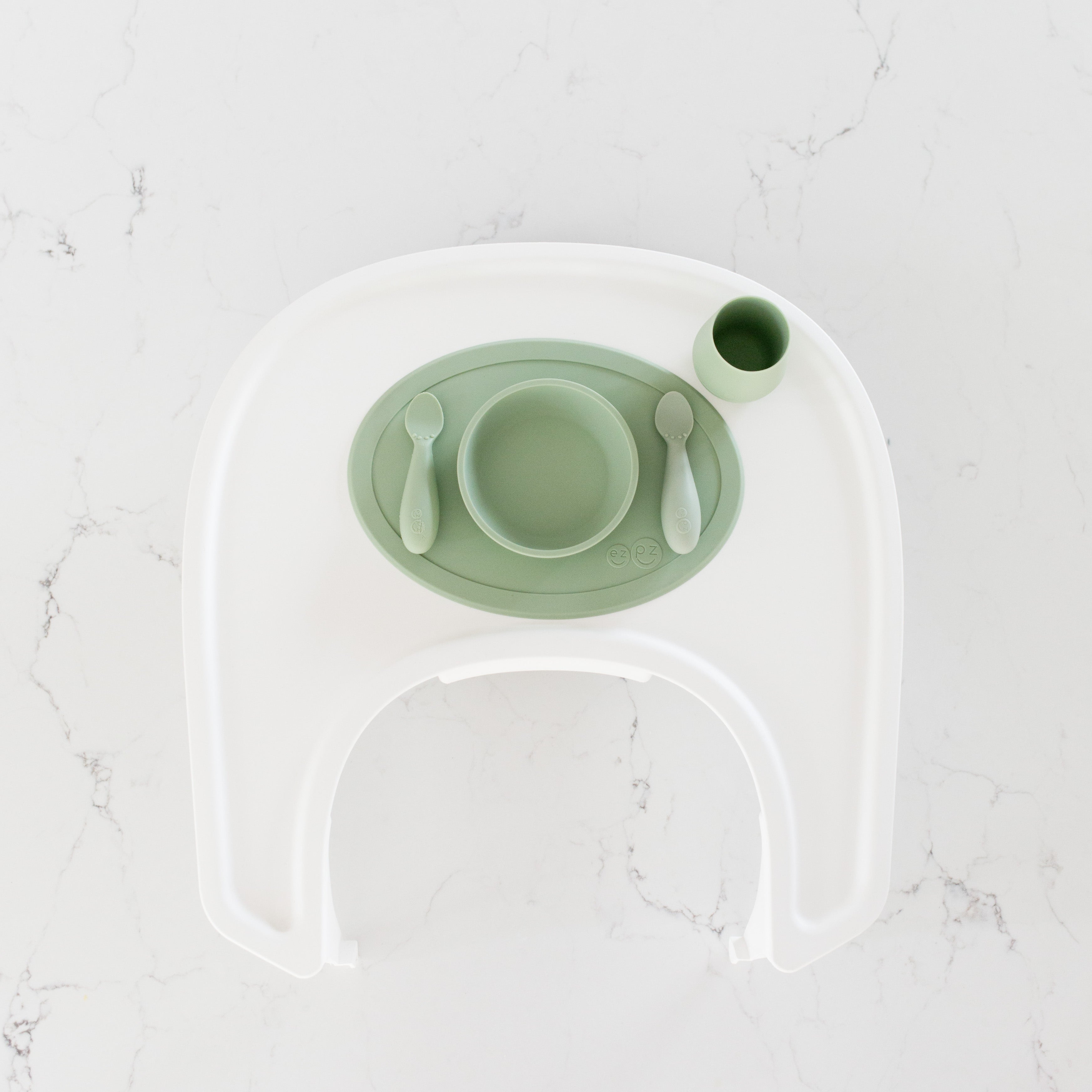 ezpz first foods set, sage. Matarstell fyrir börn. Skál, glas og skeiðar. 