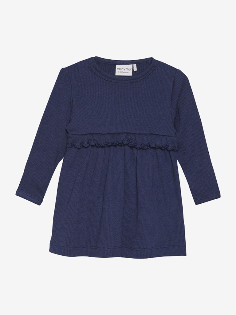 Rib kjóll, ungbarna - Dark Navy