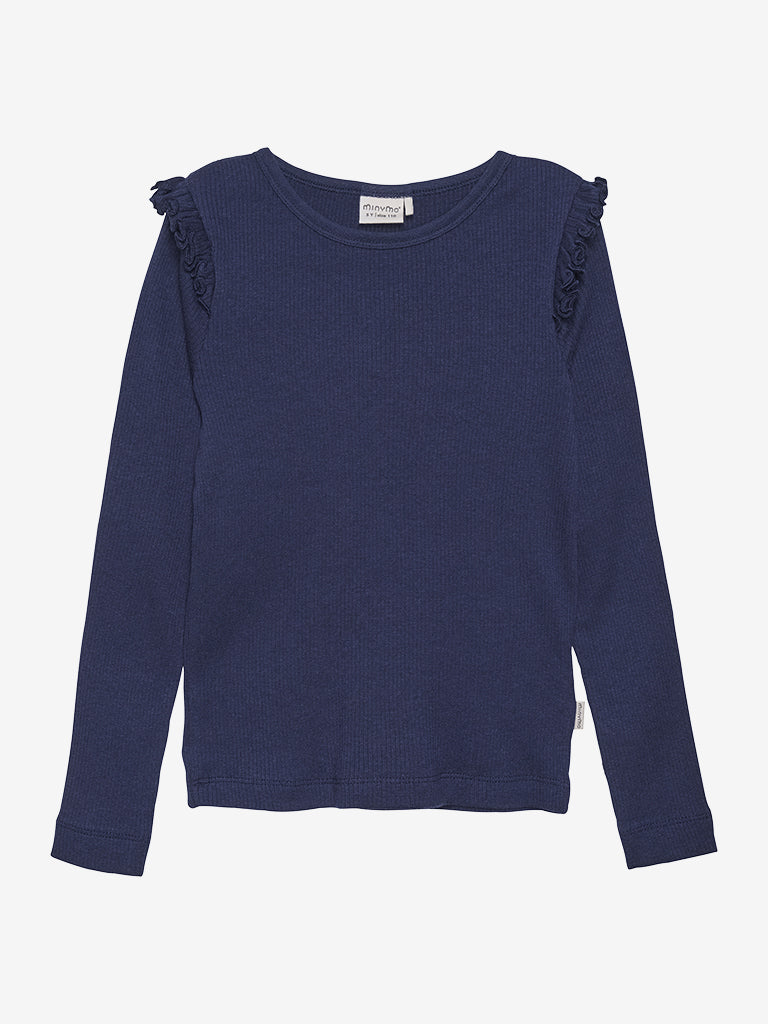 Rib síðerma bolur - Dark Navy