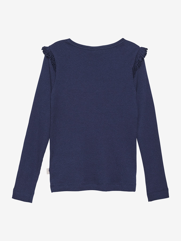 Rib síðerma bolur - Dark Navy