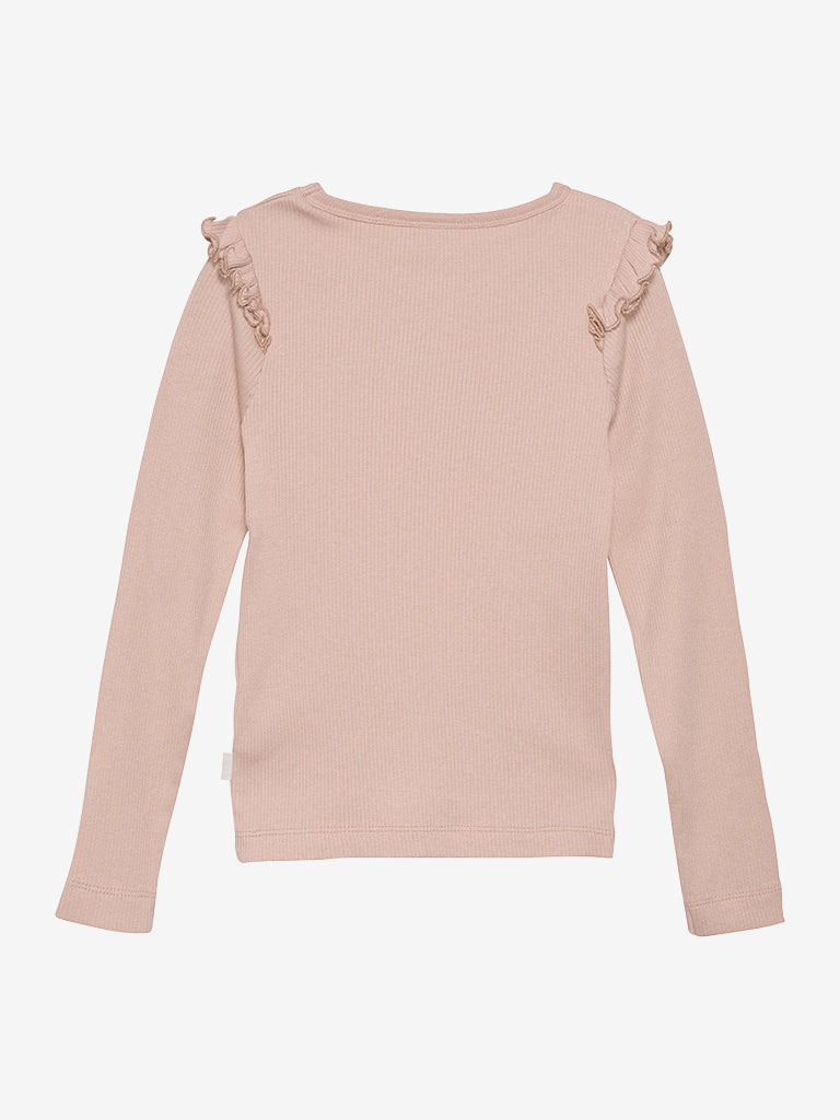 Rib síðerma bolur - Misty Rose